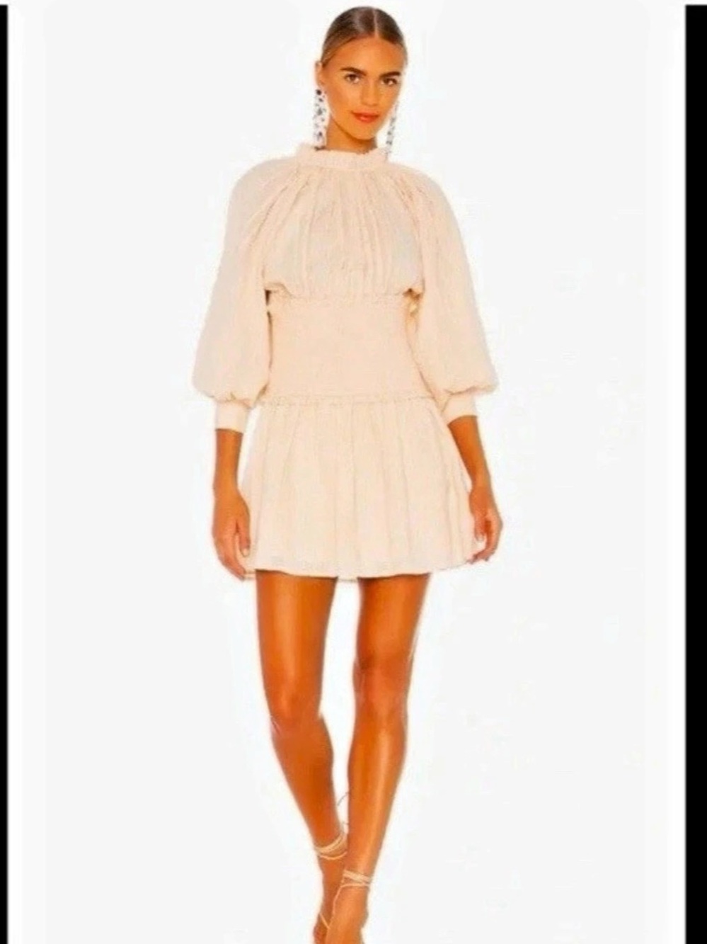 Cleobella High neck ruffle with 3/4 quarter sleeves Mini Dress, new with tags